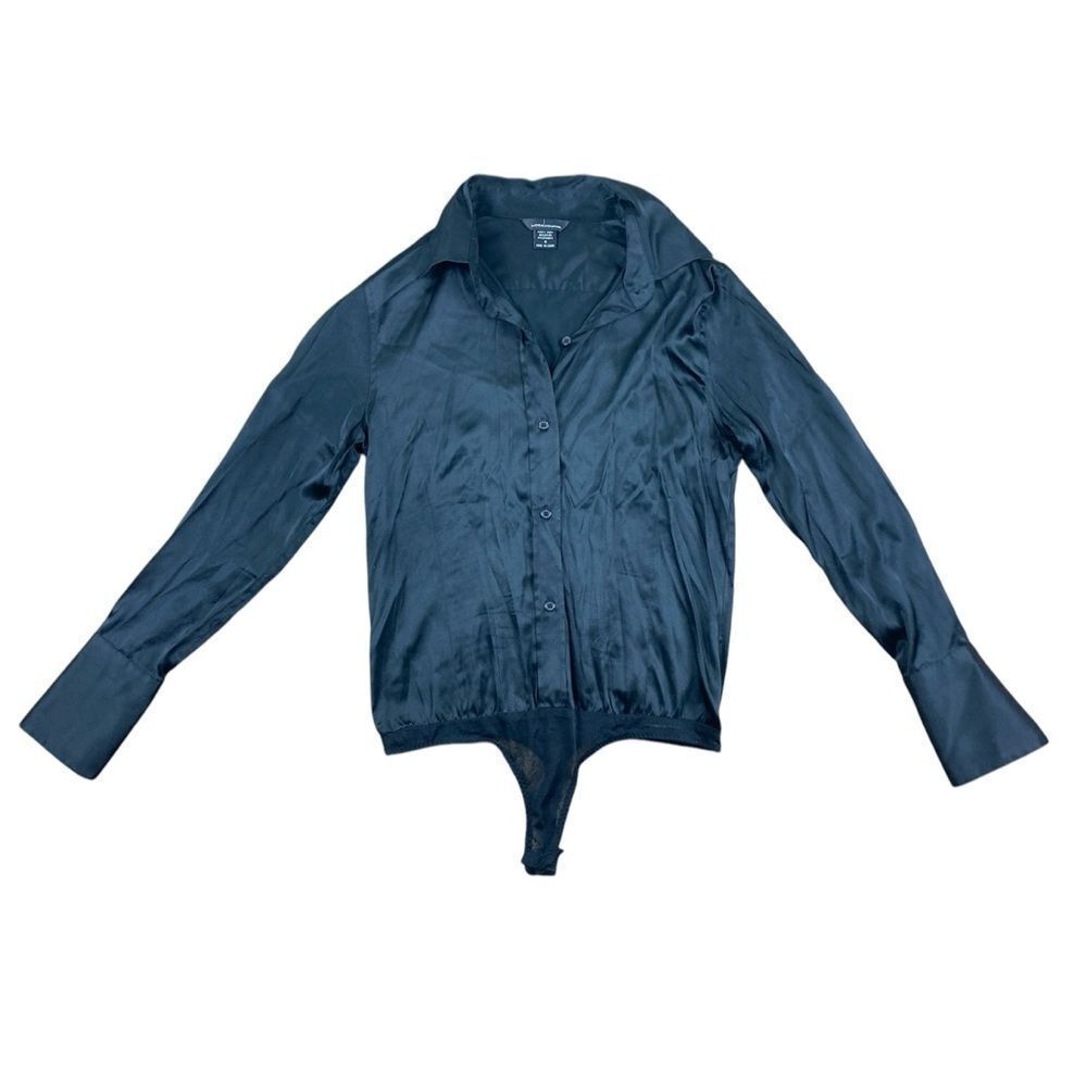 Moda international satin black body suit